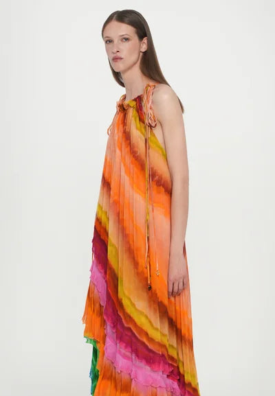 IRIS™ | Vestido Maxi Con Volantes En Multicolor