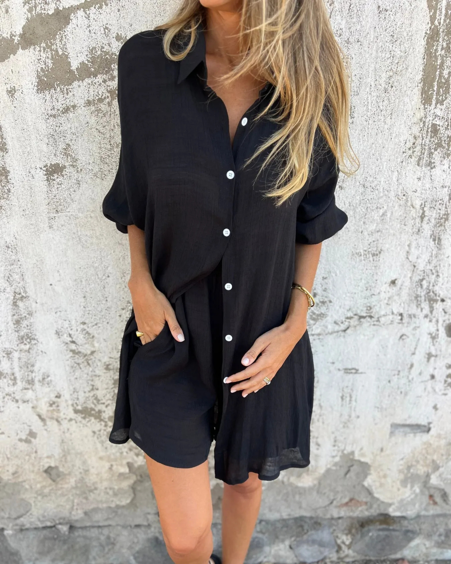 Isabel™ - Conjunto De Camisa Y Pantalones Cortos de Lino