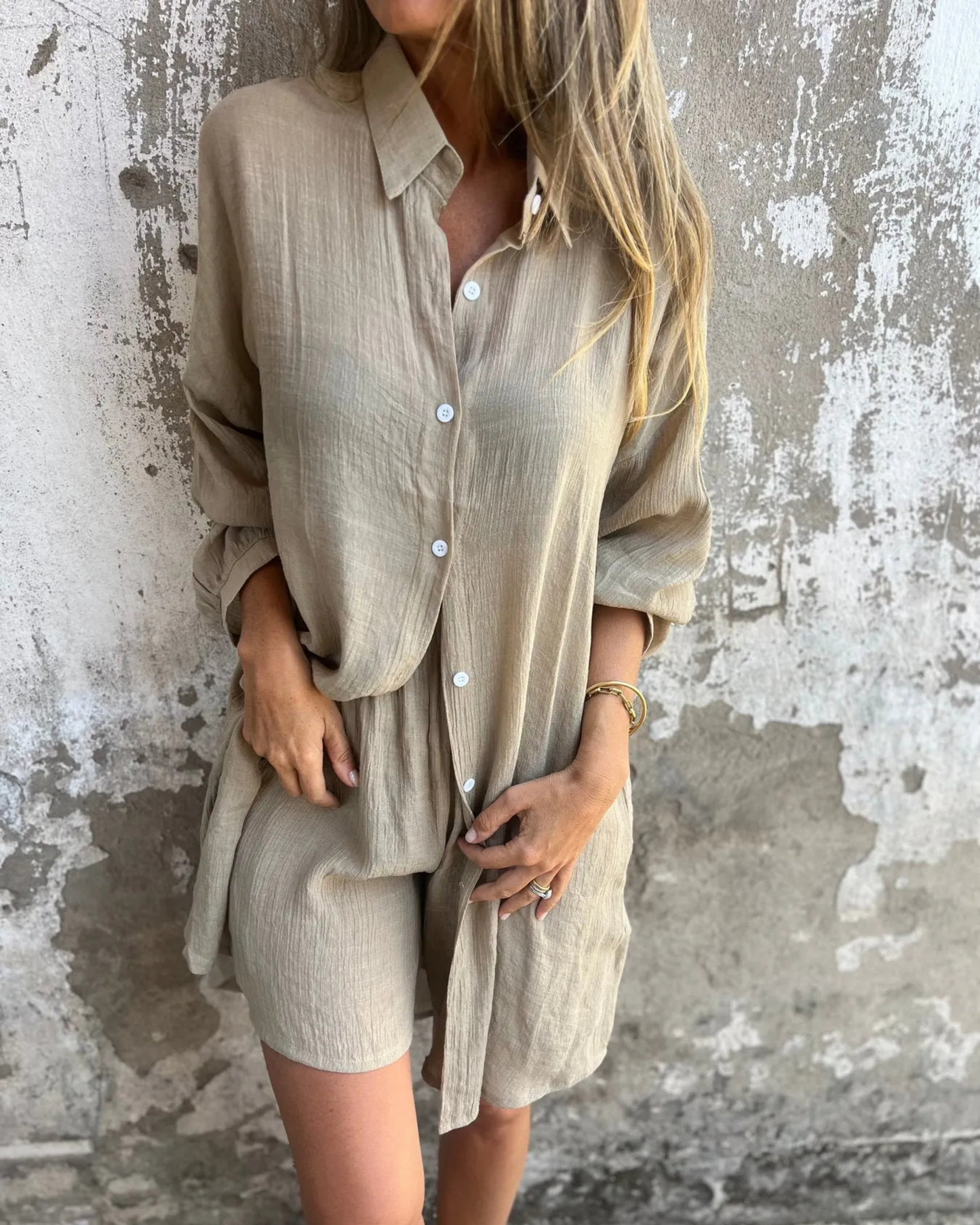 Isabel™ - Conjunto De Camisa Y Pantalones Cortos de Lino