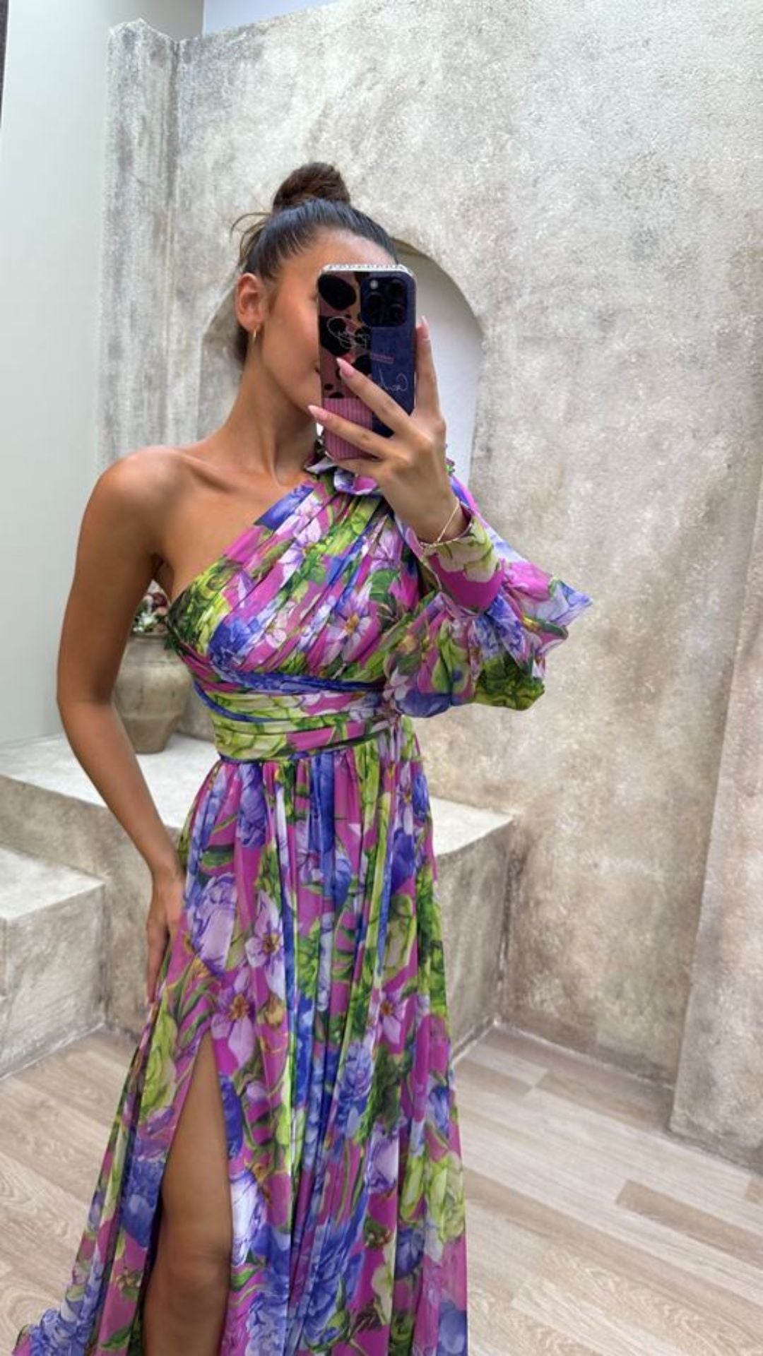 Alicia - Vestido Estampado Con Un Solo Hombro