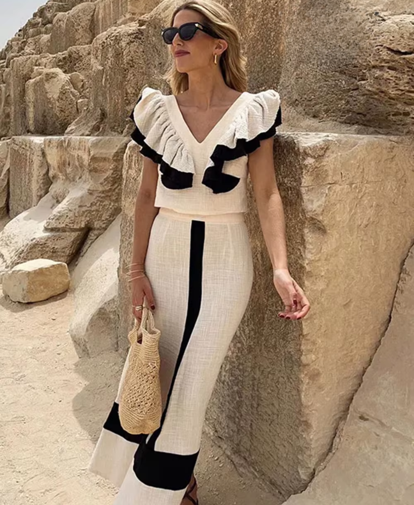 EGIPTO – Vestido De Lino Con Volantes