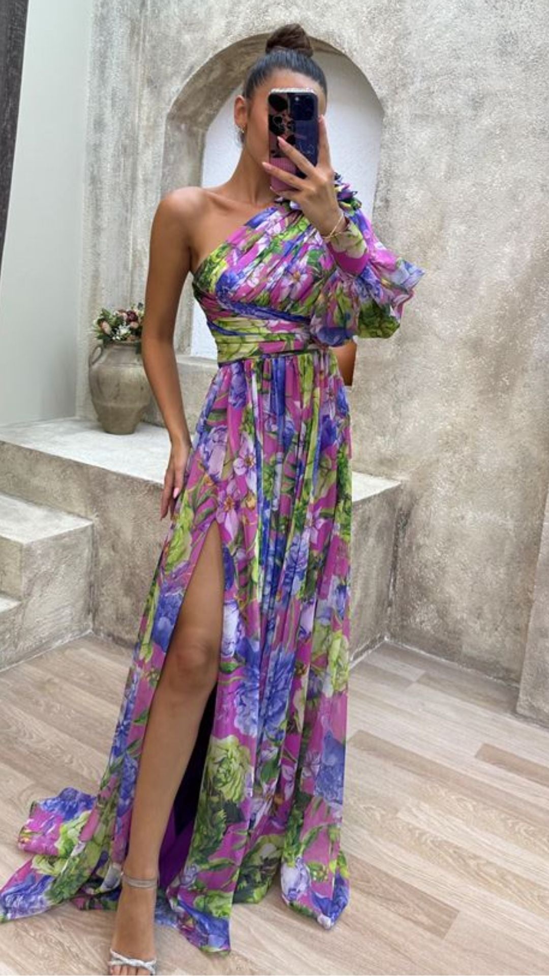 Alicia - Vestido Estampado Con Un Solo Hombro