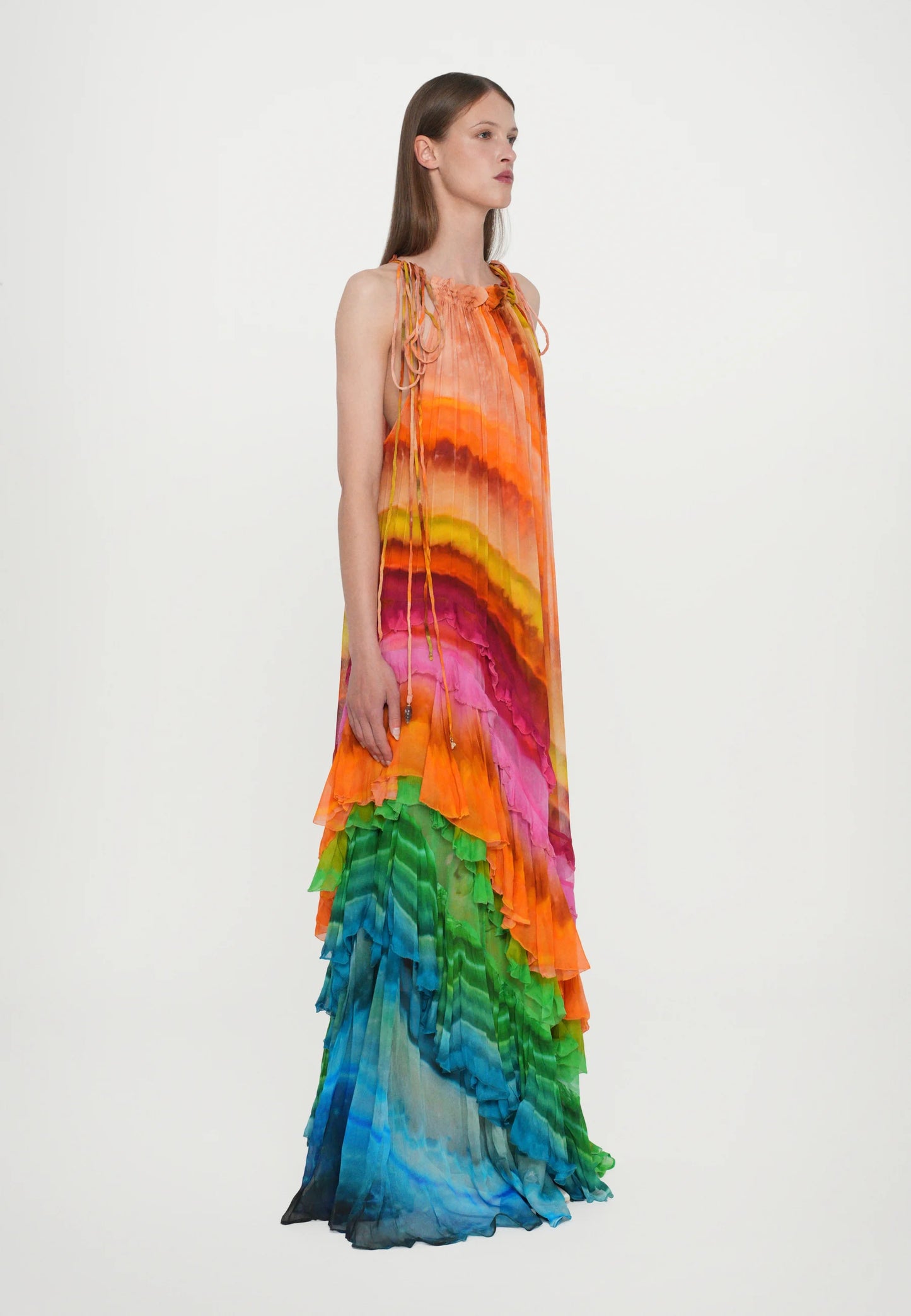 IRIS™ | Vestido Maxi Con Volantes En Multicolor