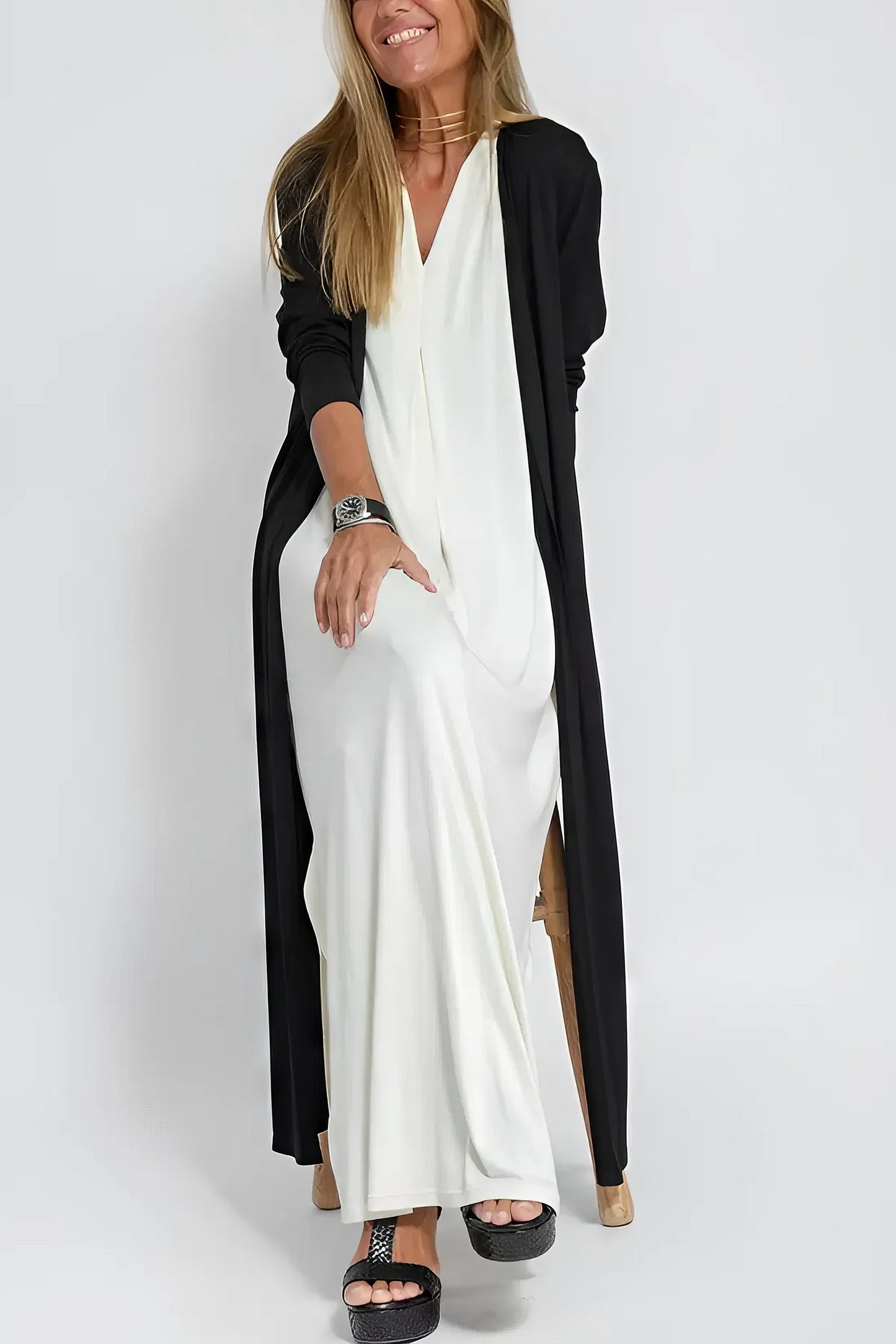 ELISE | Vestido Largo Elegante Con Cárdigan A Juego