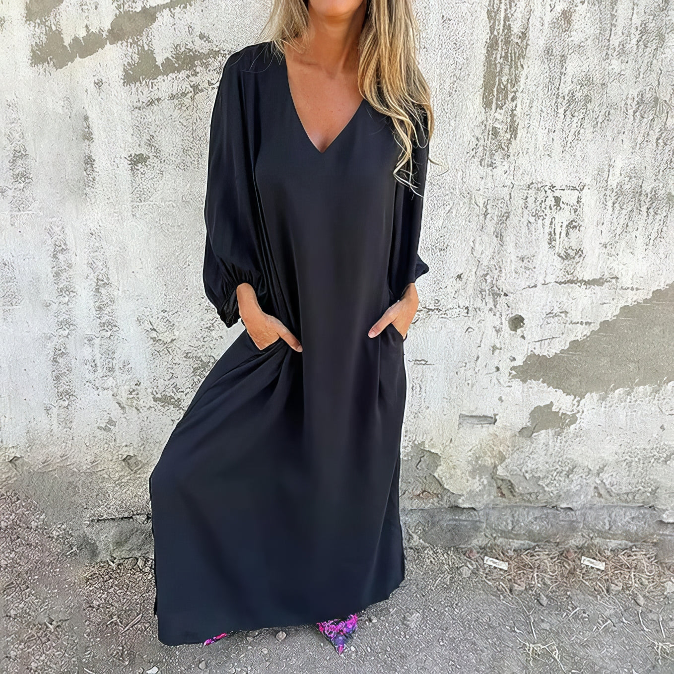 LIVIA | Vestido Largo Bohemio Con Bolsillos Y Corte Estilizado
