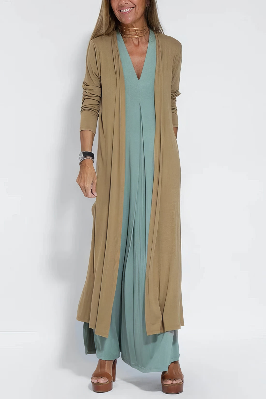 ELISE | Vestido Largo Elegante Con Cárdigan A Juego