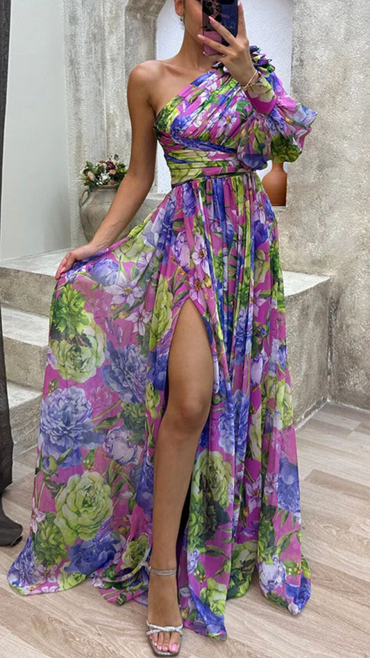 Alicia - Vestido Estampado Con Un Solo Hombro