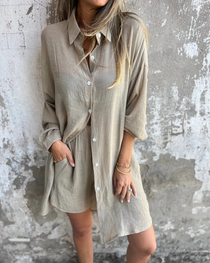 Isabel™ - Conjunto De Camisa Y Pantalones Cortos de Lino
