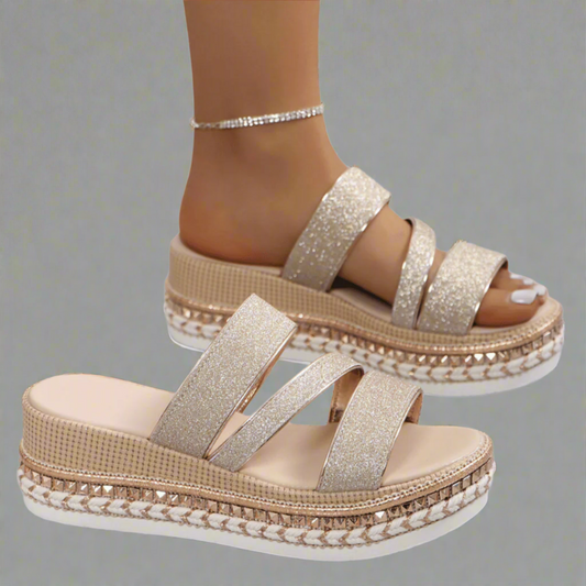 Helga | Sandalias De Cuña Cómodas De Tejido Premium