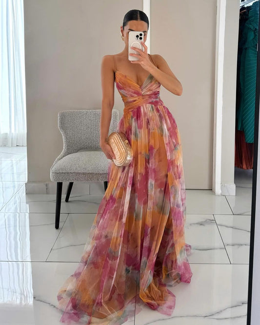 Florencia | Vestido Largo Con Estampado De Flores
