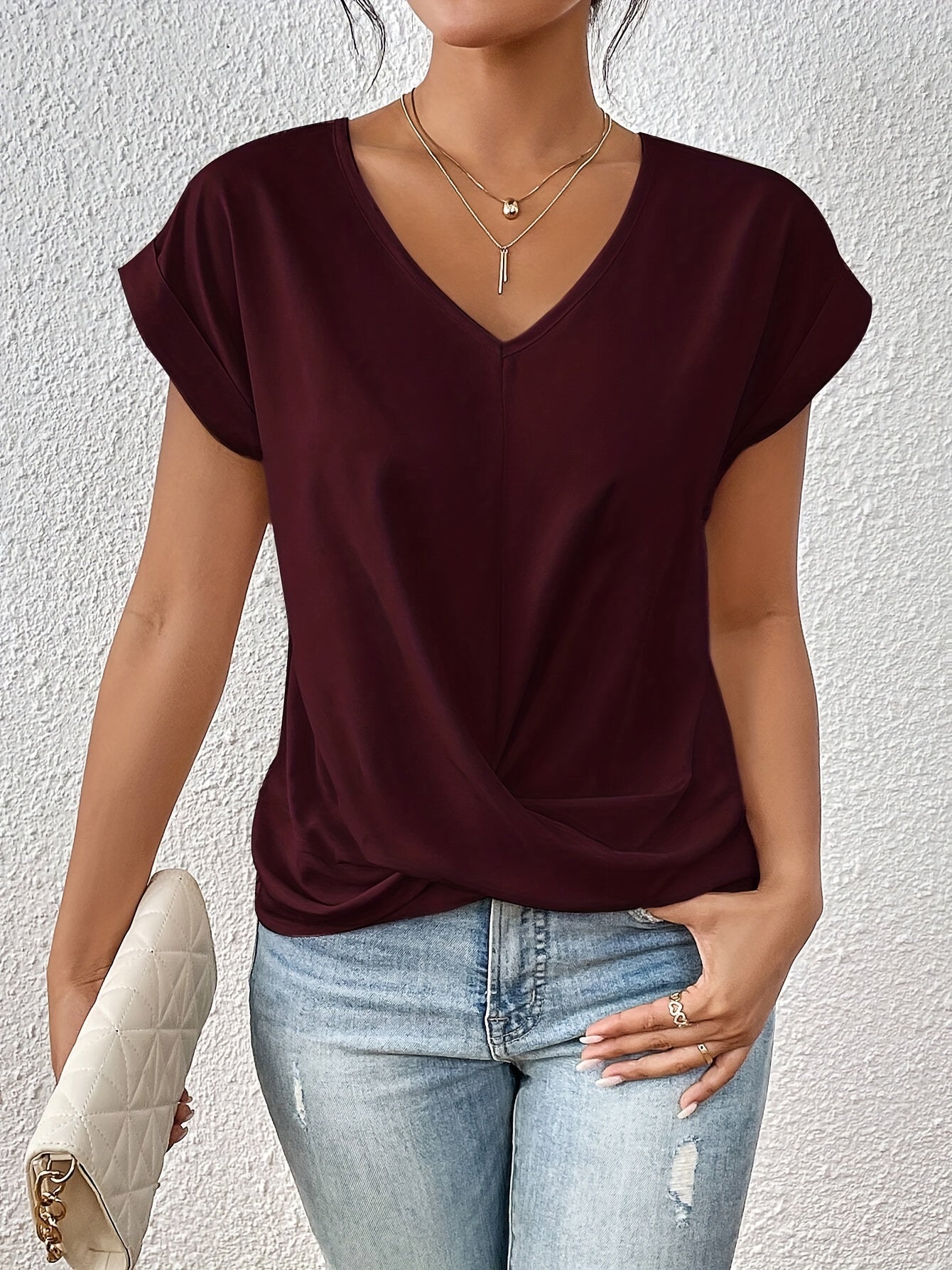 Éloïse™ | Camiseta de Cuello En V Casual