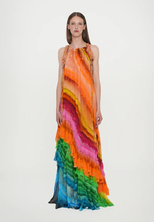 IRIS™ |  Vestido Maxi Con Volantes En Multicolor