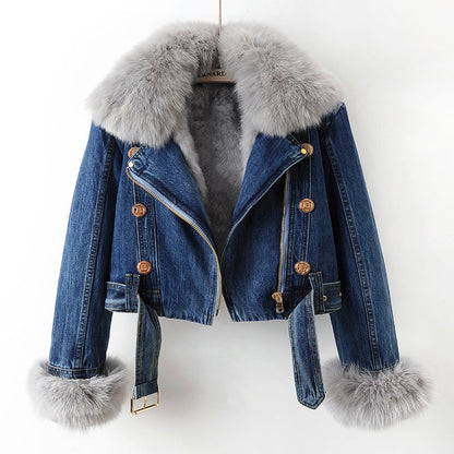 CECILIA™ | CHAQUETA DE JEANS CON PELO