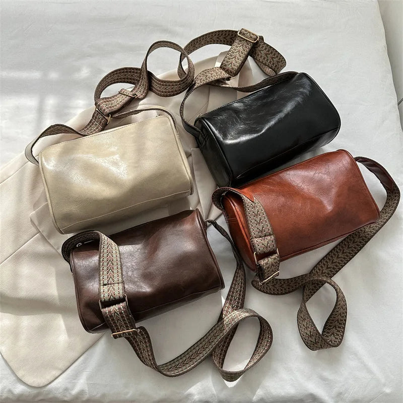 JansenStyle™ Trine | Bolso cruzado vintage de cuero con correa tejida ajustable