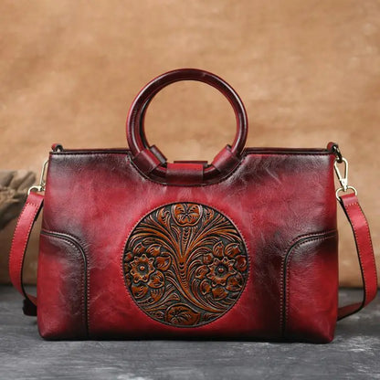 JansenStyle™ Mille - Bolso de cuero con relieve vintage