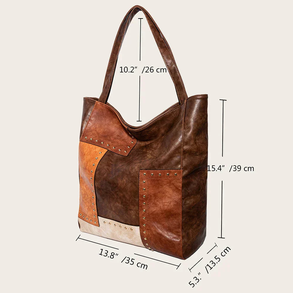 JansenStyle™ Dagny | Bolso de cuero patchwork vintage