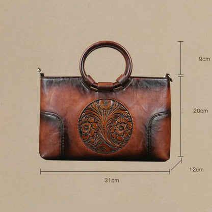 JansenStyle™ Mille - Bolso de cuero con relieve vintage