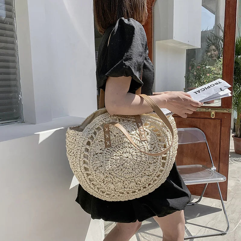 JansenStyle™ Zoë | Bolsa de paja hecha a mano elegante y multifuncional