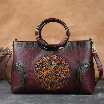 JansenStyle™ Mille - Bolso de cuero con relieve vintage