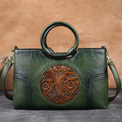 JansenStyle™ Mille - Bolso de cuero con relieve vintage