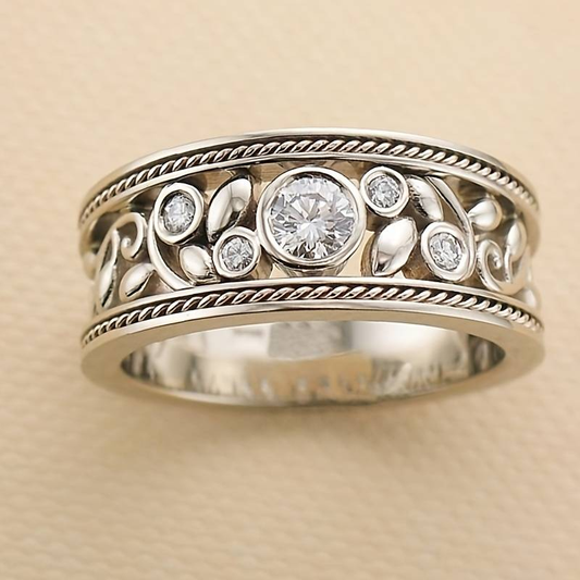 Anillo de Plata Vintage con Zirconia