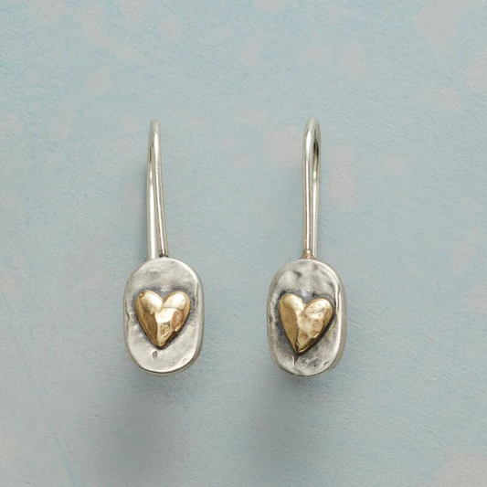 Pendientes de Corazón de Oro Vintage con Plata