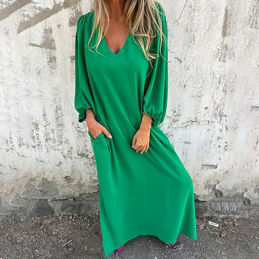 LIVIA | Vestido Largo Bohemio Con Bolsillos Y Corte Estilizado